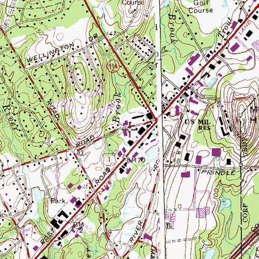 Topographic Map of Orange Post Office, CT