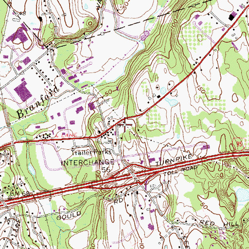 Topographic Map of Orchard Hill Plaza Shopping Center, CT