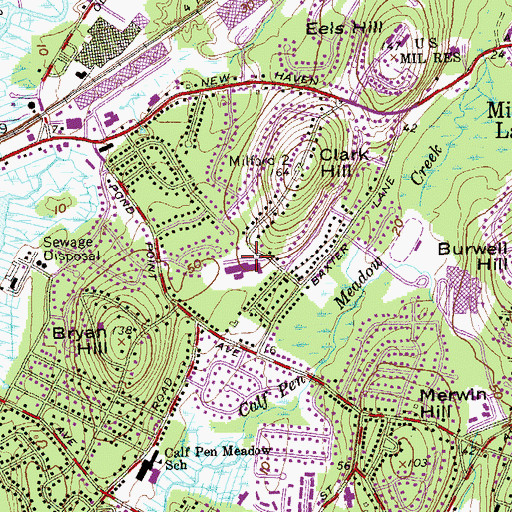 Topographic Map of Orchard Hills School, CT