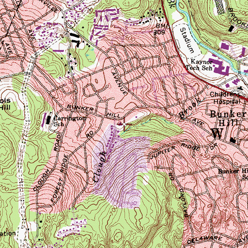 Topographic Map of Our Lady of Loreto Church, CT