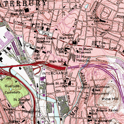 Topographic Map of Our Lady of Lourdes Church, CT