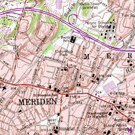 Topographic Map of Our Lady of Mount Carmel Roman Catholic Church, CT