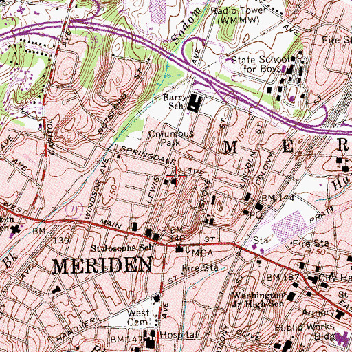 Topographic Map of Our Lady of Mount Carmel School, CT