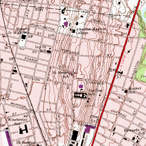 Topographic Map of Overseas Mission Study Center, CT