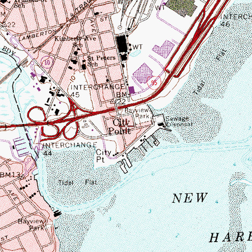 Topographic Map of Oyster Point Historic District, CT