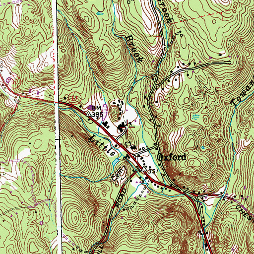 Topographic Map of Oxford Center School, CT