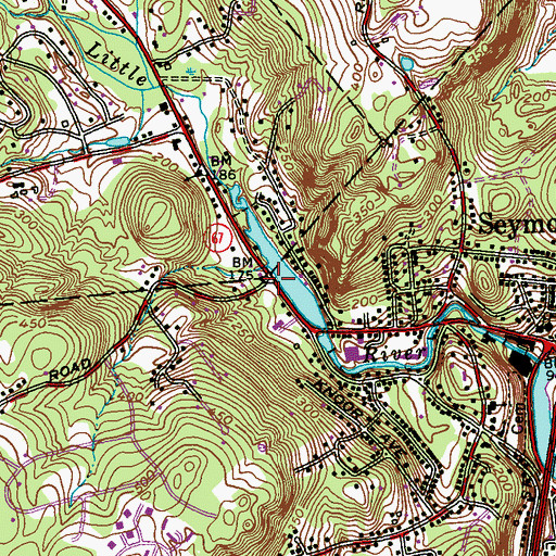 Topographic Map of Oxmour Plaza Shopping Center, CT
