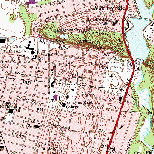 Topographic Map of Paier College of Art Library, CT