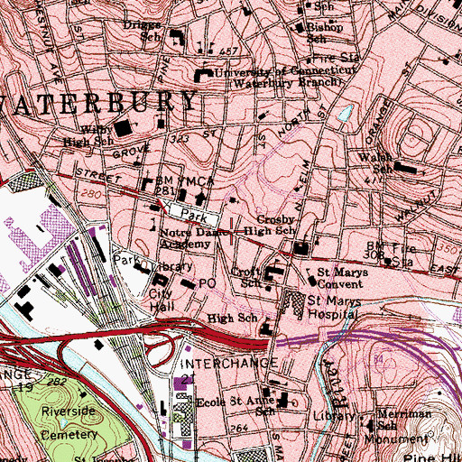 Topographic Map of Palace Theater, CT