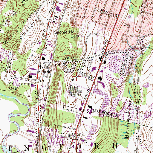 Topographic Map of Park Plaza Shopping Center, CT