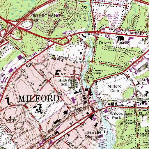Topographic Map of Parsons Government Center, CT