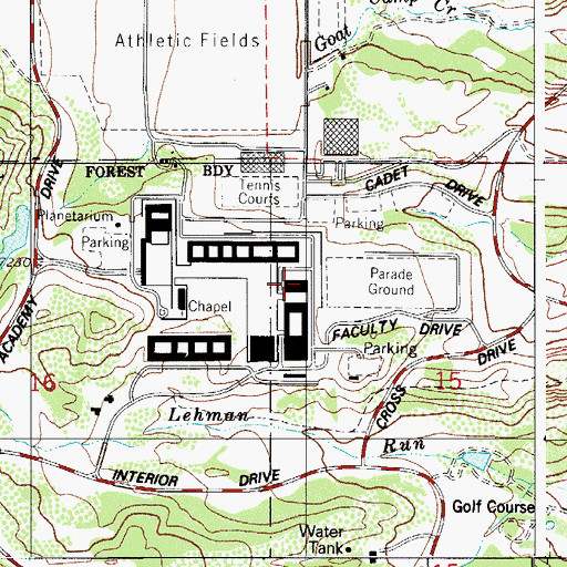 Topographic Map of United States Air Force Academy, CO