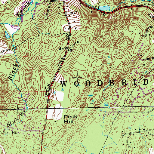 Topographic Map of Peck Hill, CT