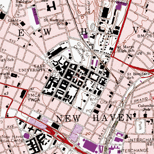 Topographic Map of Pierson College, CT