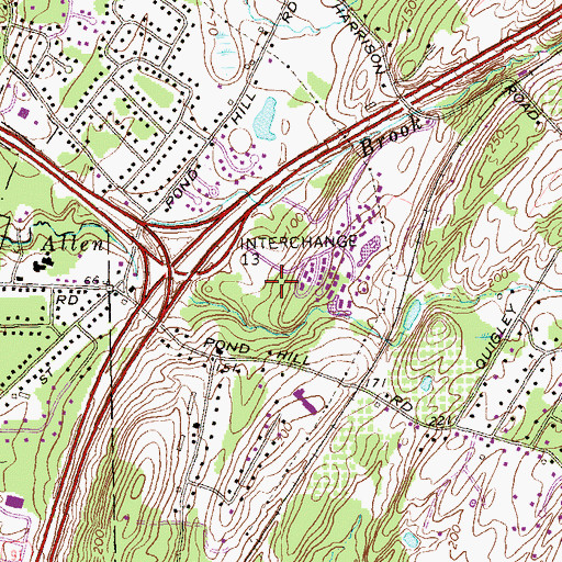 Topographic Map of Pilgrim Harbor Country Club, CT