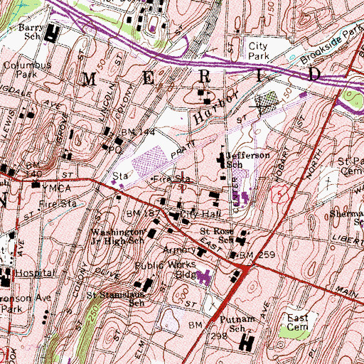 Topographic Map of Pilgrims Harbor (historical), CT