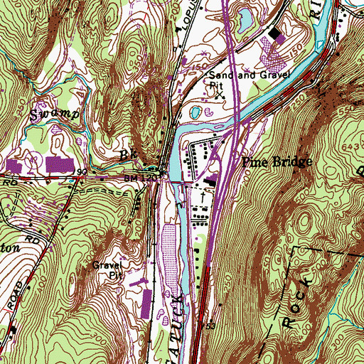 Topographic Map of Pine Bridge, CT