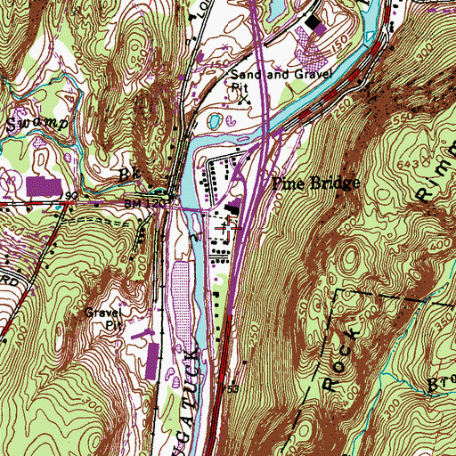 Topographic Map of Pinesbridge Cemetery, CT