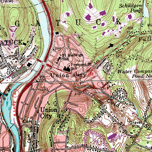 Topographic Map of Pinebrook Assembly of God Church, CT