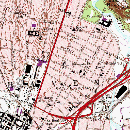Topographic Map of Planned Parenthood of Connecticut Library, CT