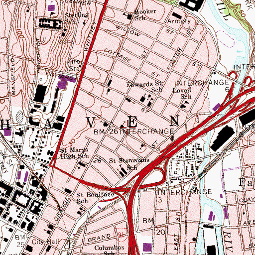 Topographic Map of Polish Roman Catholic League, CT