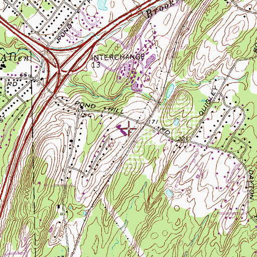 Topographic Map of Pond Hill Elementary School, CT