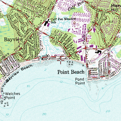 Topographic Map of Pond Point Beach, CT