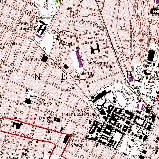 Topographic Map of Prince Hall Masonic Temple, CT