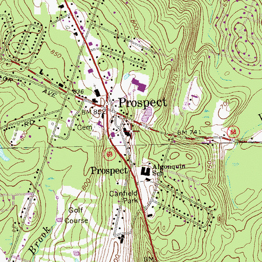 Topographic Map of Prospect Community Elementary School, CT