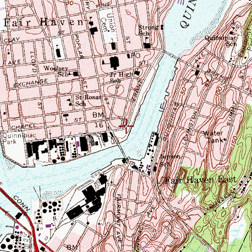 Topographic Map of Quinnipiac Brewery (historical), CT