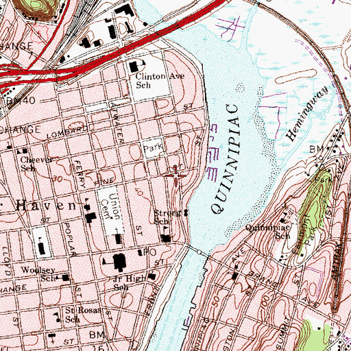 Topographic Map of Quinnipiac River Historic District, CT