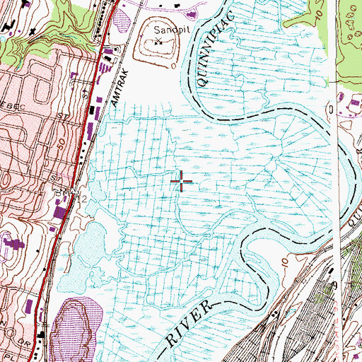 Topographic Map of Quinnipiac River Marsh Wildlife Area, CT
