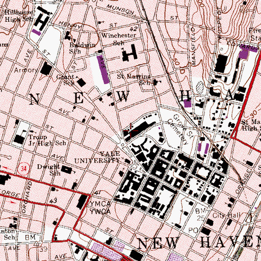 Topographic Map of Ray Tompkins Building, CT