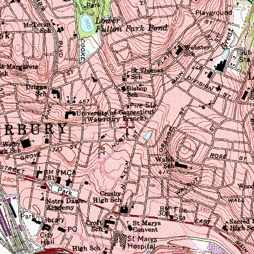 Topographic Map of Refuge Church of Christ, CT