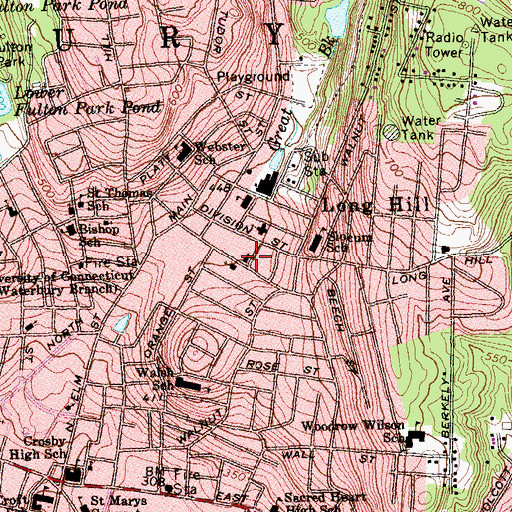 Topographic Map of Rehoboth Church of God, CT