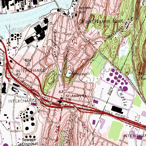 Topographic Map of Reservoir Hill, CT
