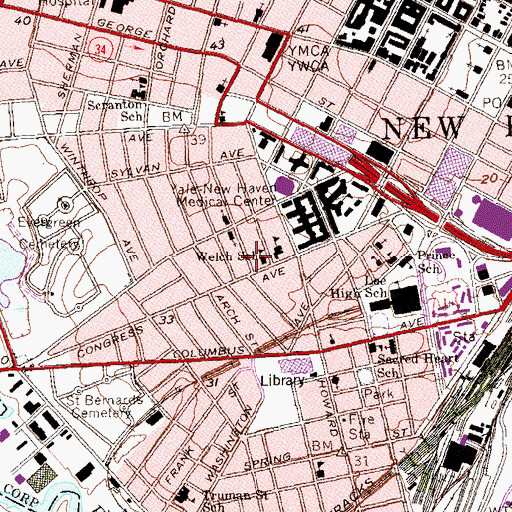 Topographic Map of Resurrection Lutheran Church, CT