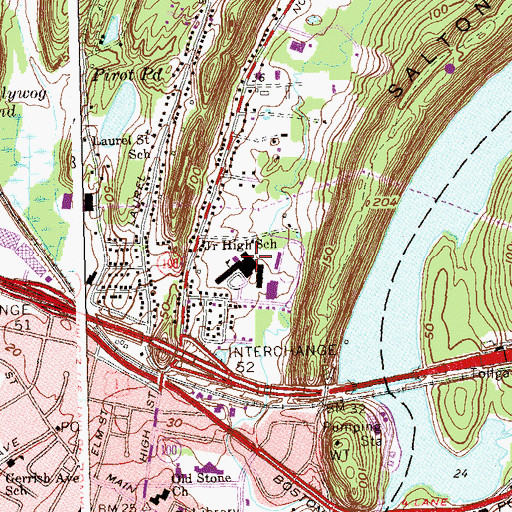 Topographic Map of Robert W Carbone School, CT