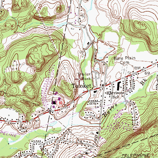 Topographic Map of Rose Swamp, CT