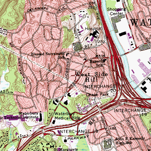Topographic Map of Rowland Park, CT
