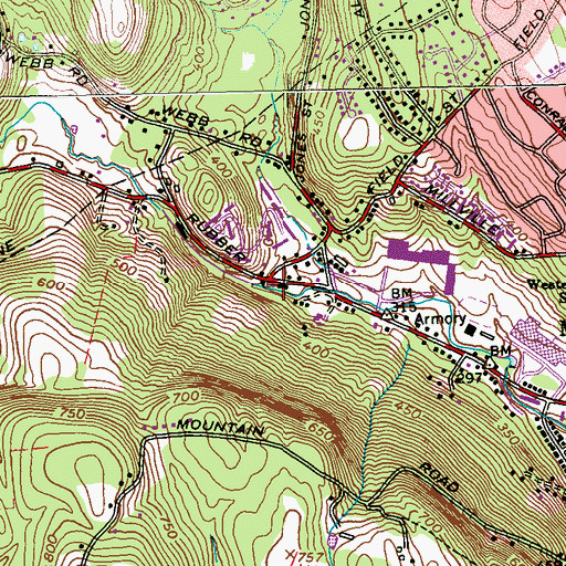 Topographic Map of Rubber Avenue Plaza Shopping Center, CT