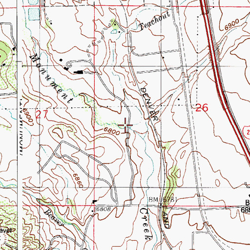 Topographic Map of Teachout Creek, CO