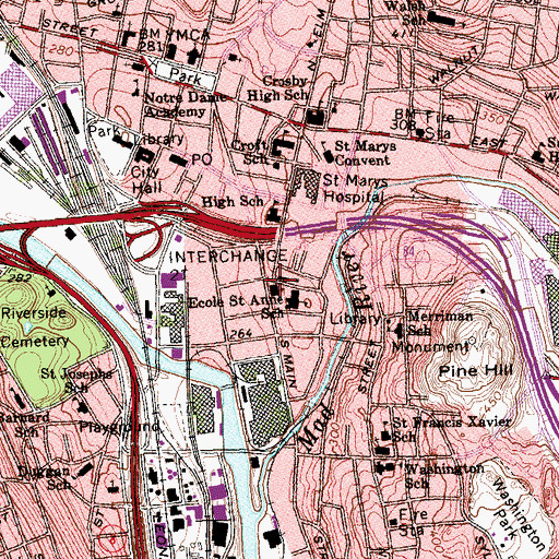 Topographic Map of Saint Annes Church, CT