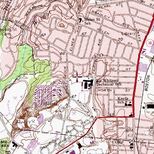 Topographic Map of Saint Anns Church, CT