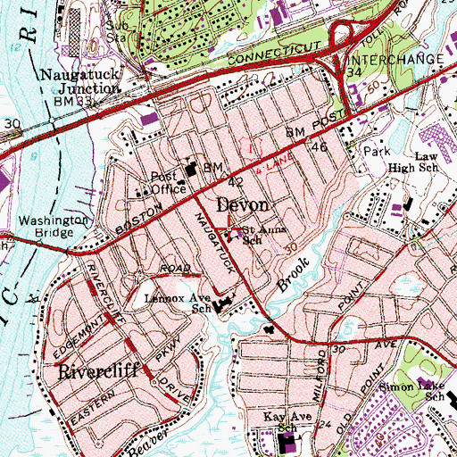 Topographic Map of Saint Anns Roman Catholic Church, CT