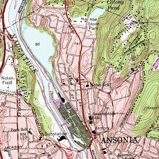 Topographic Map of Saint Anthonys Church, CT