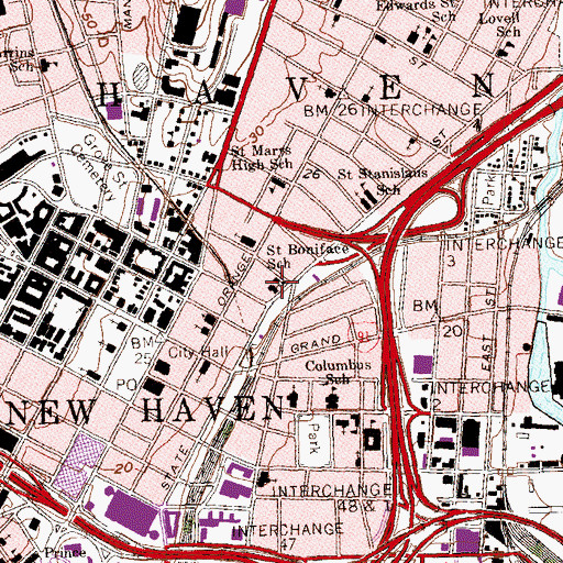 Topographic Map of Saint Bonifaces Church, CT