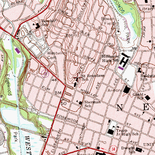 Topographic Map of Saint Brendens Roman Catholic Church, CT
