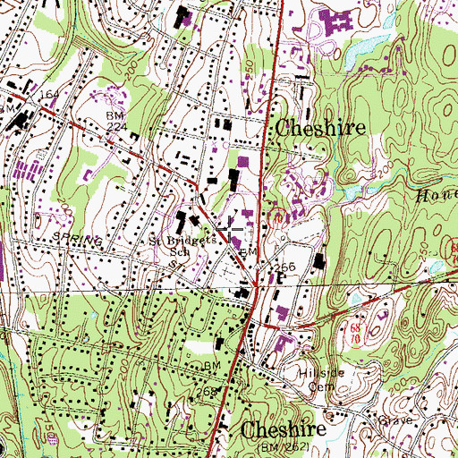 Topographic Map of Saint Bridgets Church, CT