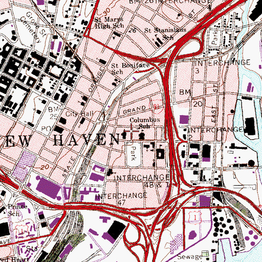 Topographic Map of Saint Casimirs Roman Catholic Church, CT